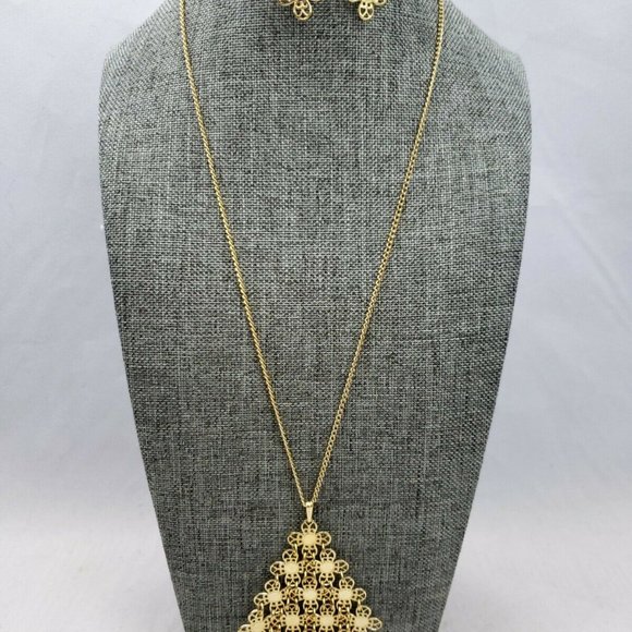 Vintage Sarah Coventry Gold Necklace & Earrings - Picture 3 of 9